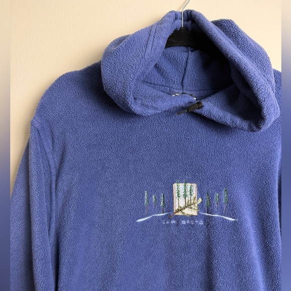 Vintage Cape Brenton Canadian cityscape embroidered fleece hoodie size L/XL - Picture 4 of 5